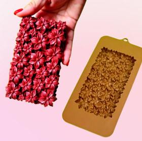 Силиконовая форма для шоколада " Плитка цветы"