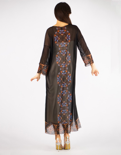 Платье-туника из сетки "Загадки скифов", принт по мотивам скифских татуировок, по материалам раскопок Пазырыкских курганов