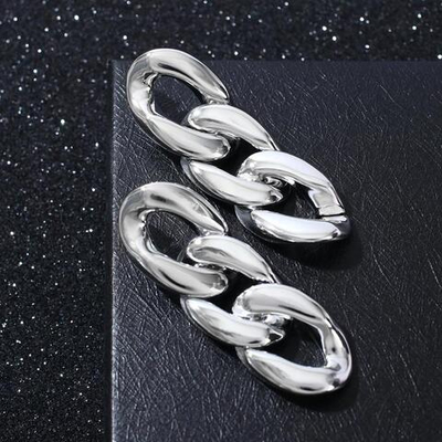 6976601 Серьги "Цепь" диагональные звенья, родий