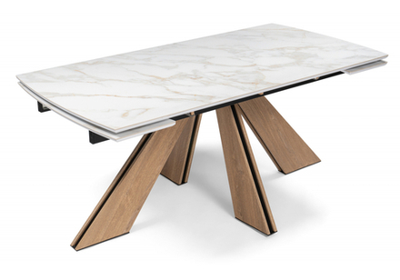 Керамический стол Woodville Шаннон 180(240)х90х79 carla larkinm, дуб монтана, ножки натуральные