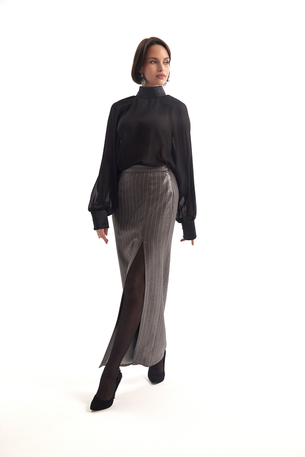 Юбка макси в полоску блестящая KISLOVA