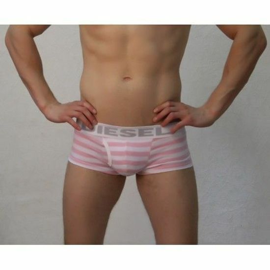 Мужские трусы хипсы в бело-розовую полоску Diesel Pink Stripes