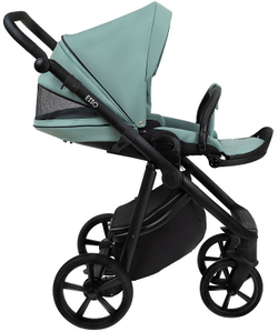 Детская коляска Roan Esso 2025 Кожа 3 в 1 с автокреслом Tutis Elo Lux EduSky Grey ESSK/214/1 Misti Mint/Grey/руч.Черный