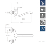 Смеситель для кухни настенный TITANIUM 180701CC