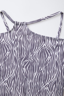 ZARA АСИММЕТРИЧНЫЙ КУПАЛЬНИК С АНИМАЛИСТИЧЕСКИМ ПРИНТОМ, АНТРАЦИТОВО-СЕРЫЙ