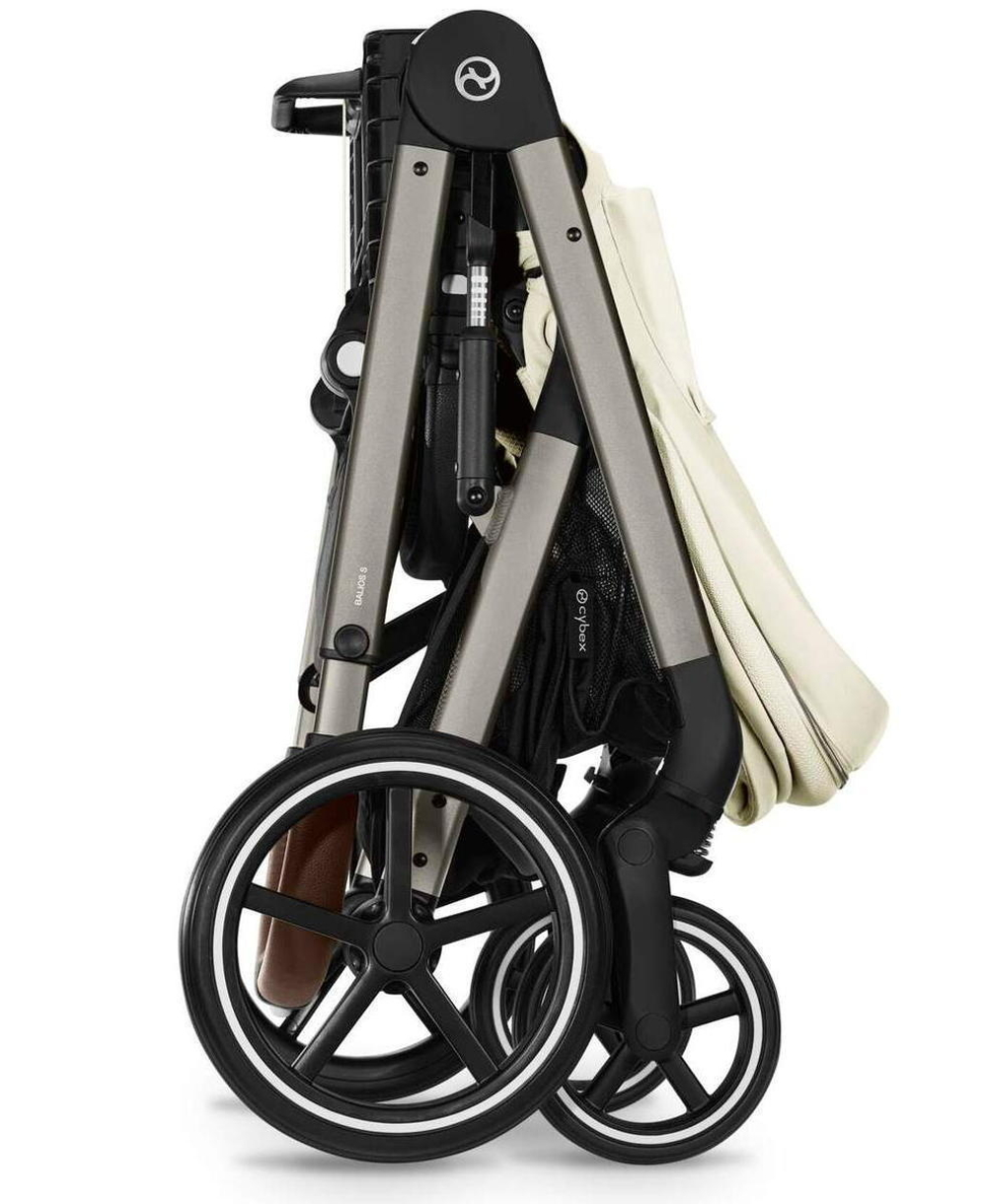 Коляска Cybex Balios S Lux TPE complete Aton B2 Steel Grey Base One 4 в 1 Seashell Beige с дождевиками