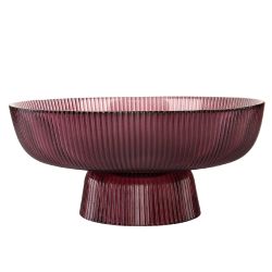 Блюдо на ножке "Frost stripe" (розовое) d=25,7 см h=11,5см (стекло) (транспортная упаковка)