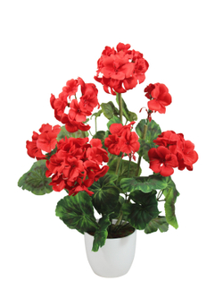 Искусственная Герань красная 30см в кашпо