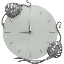 Часы настенные Monstera Deliciosa (Монстера) Колор Серый дым Сильвер