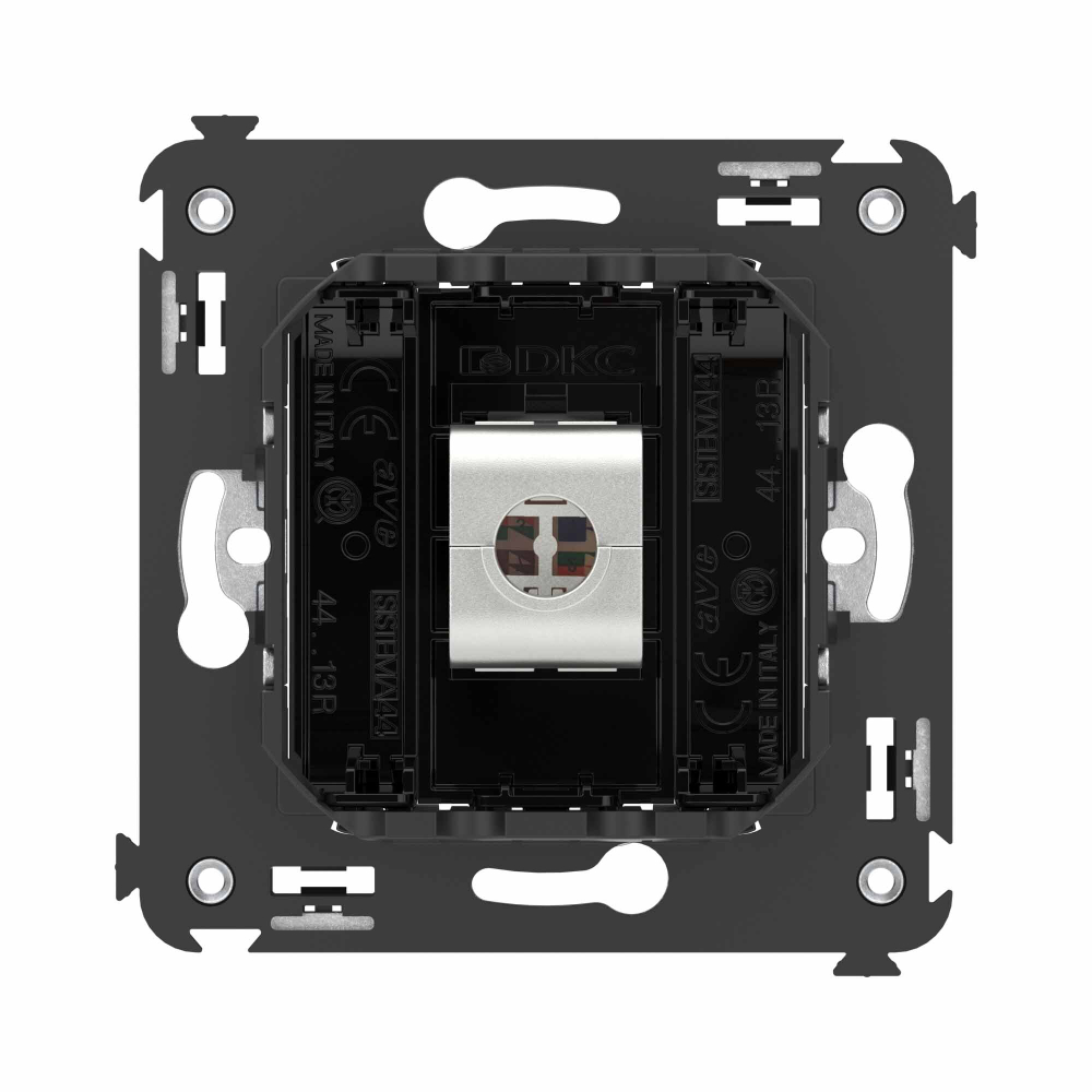 Компьютерная розетка RJ-45 без шторки в стену, кат.6 одинарная экранированная, "Avanti", "Черный квадрат"