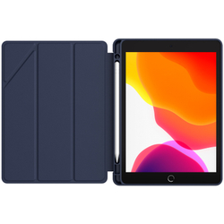 Кожаный чехол книжка синего цвета от Nillkin для iPad 10.2 (2019, 2020, 2021), серия Bevel Leather Case, функция пробуждения и сна