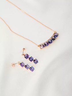 Колье Мираж с дорожкой фиолетовых кубиков Swarovski