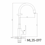 Смеситель для кухни 35к MIXLINE ML35-097 гибкий излив, б/отв, боковая, черный