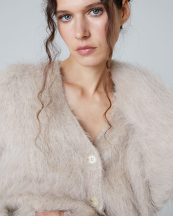 Кардиган на пуговицах из альпака светло-бежевый