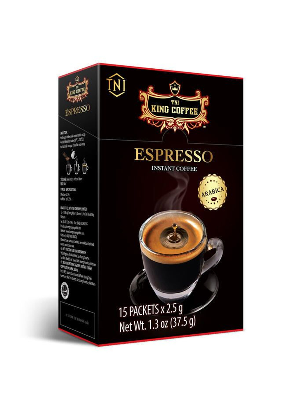 Вьетнамский растворимый черный кофе арабика Espresso King Coffee, 45 пак.