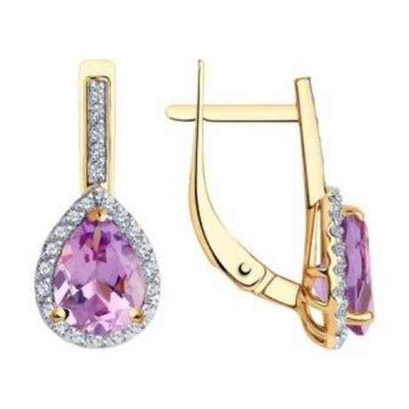 Серьги из золота с аметистами