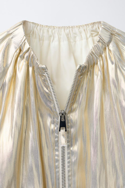 ZARA БОМБЕР С КРУГЛЫМ ВЫРЕЗОМ, ЗОЛОТОЙ