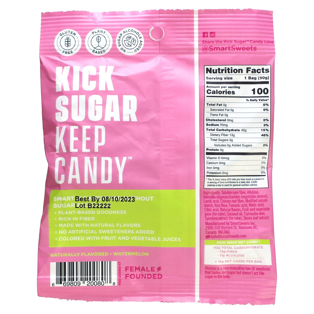 SmartSweets, Sourmelon Bites™, арбуз, 50 г (1,8 унции)