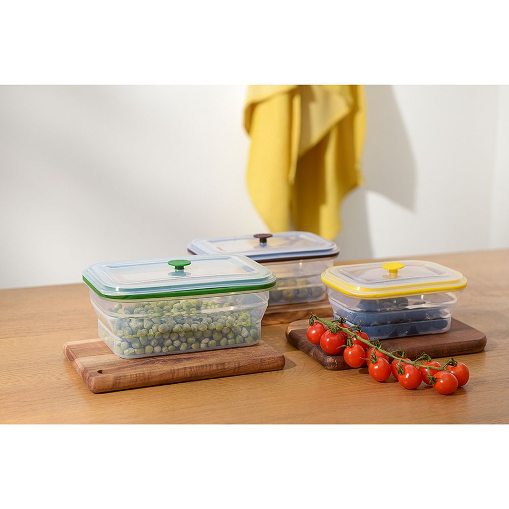 Контейнер для переноски и хранения силиконовый прямоугольный складной Silikobox, 600 мл, желтый