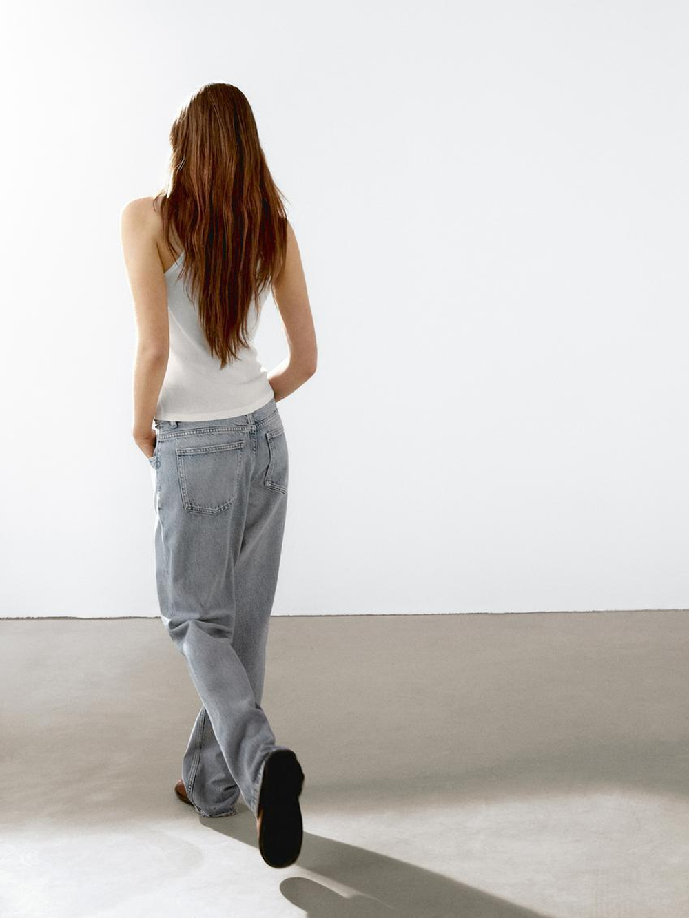 Massimo Dutti Топ из 100% хлопка на бретелях, натуральный, кремовый