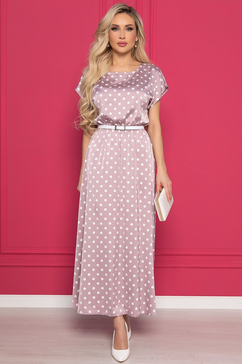 Платье "Кейтлин" (пыльная роза/горох) П8639 LT Collection