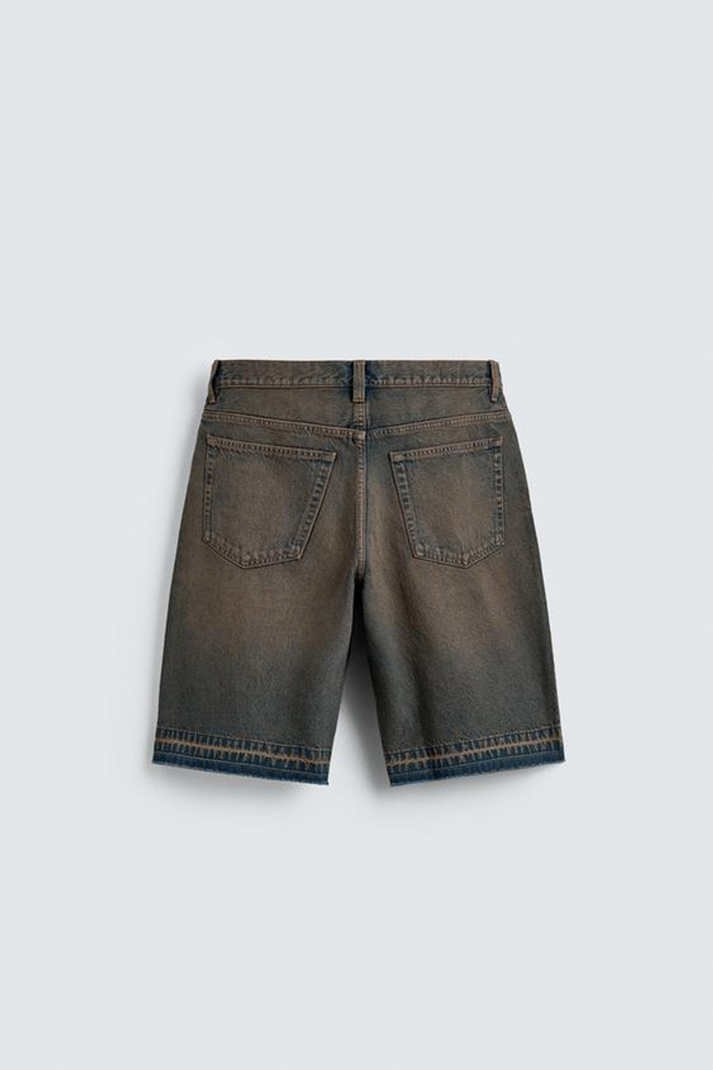 ZARA ДЖИНСОВЫЕ ШОРТЫ RELAXED FIT, ЗЕЛЕНОВАТО-СИНИЙ