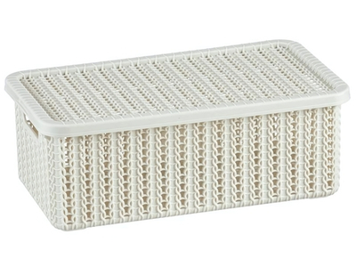 Корзина 6л Вязание с крышкой, белый ротанг