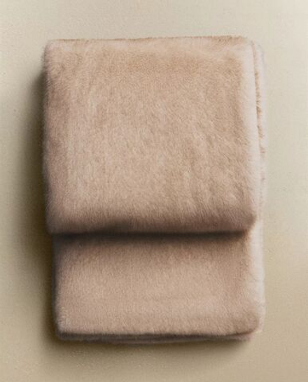 Zara Home - Двухстороннее Меховой плед, песочный, 140x190 см