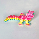 Ящерица леопардовая, 3D игрушка-антистресс, 16 см. градиентный окрас розово-желтая