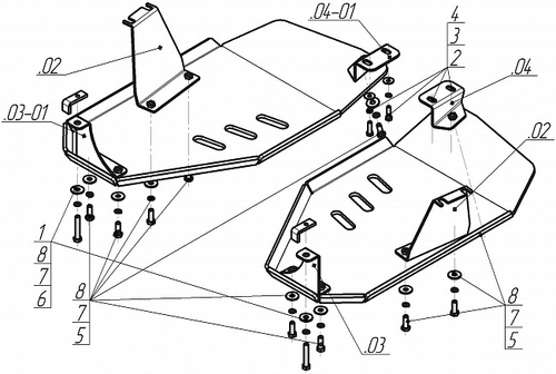 Усиленная защита Motodor топл. бака. 8 мм, алюминий. для Land Rover Discovery Sport 2015-2019 арт.383222