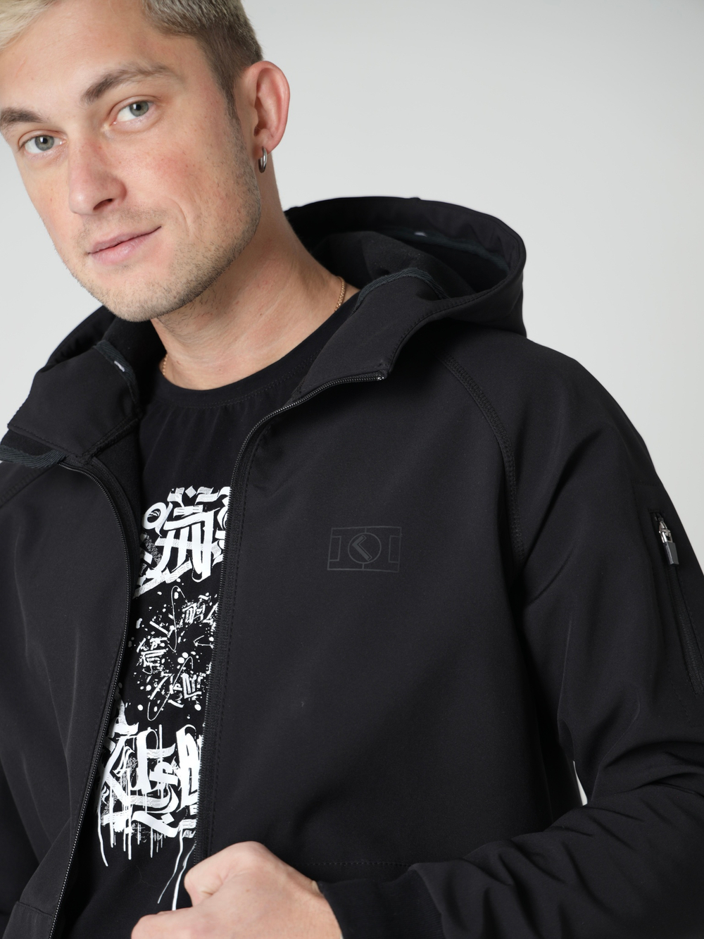 Ветровка худи софтшелл черная Город Горький