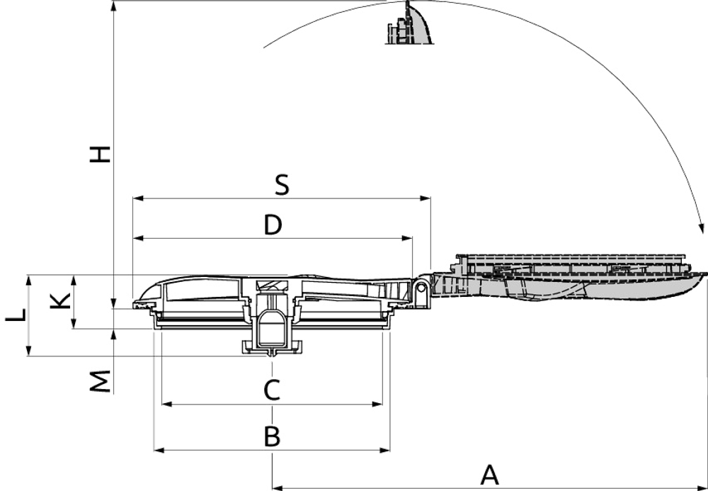 Крышка откидная с клапаном D 367 с уплотнительным кольцом (Италия) STERH ARAG(37x37x7см;черная) - арт.555111