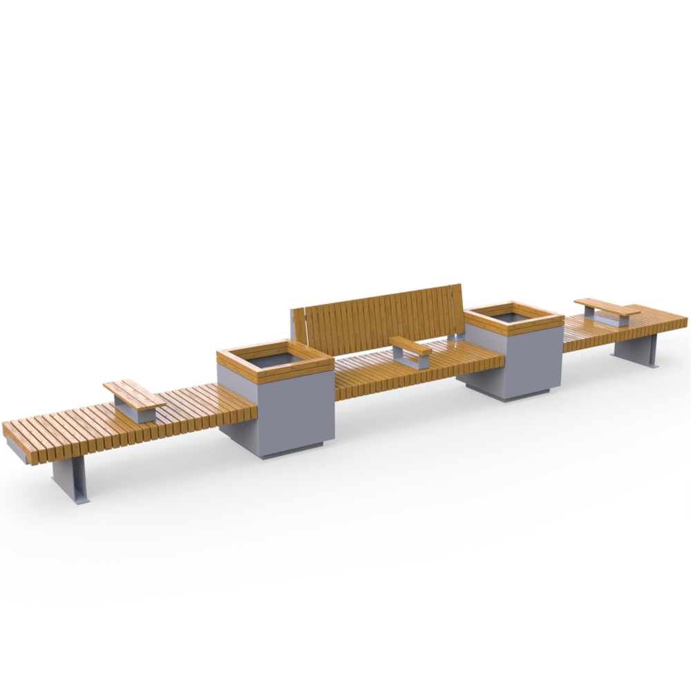 Скамейка Rail Road 03 с 2-мя вазонами и подлокотниками