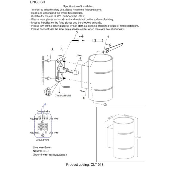 Настенный светильник Crystal Lux CLT 013 BL
