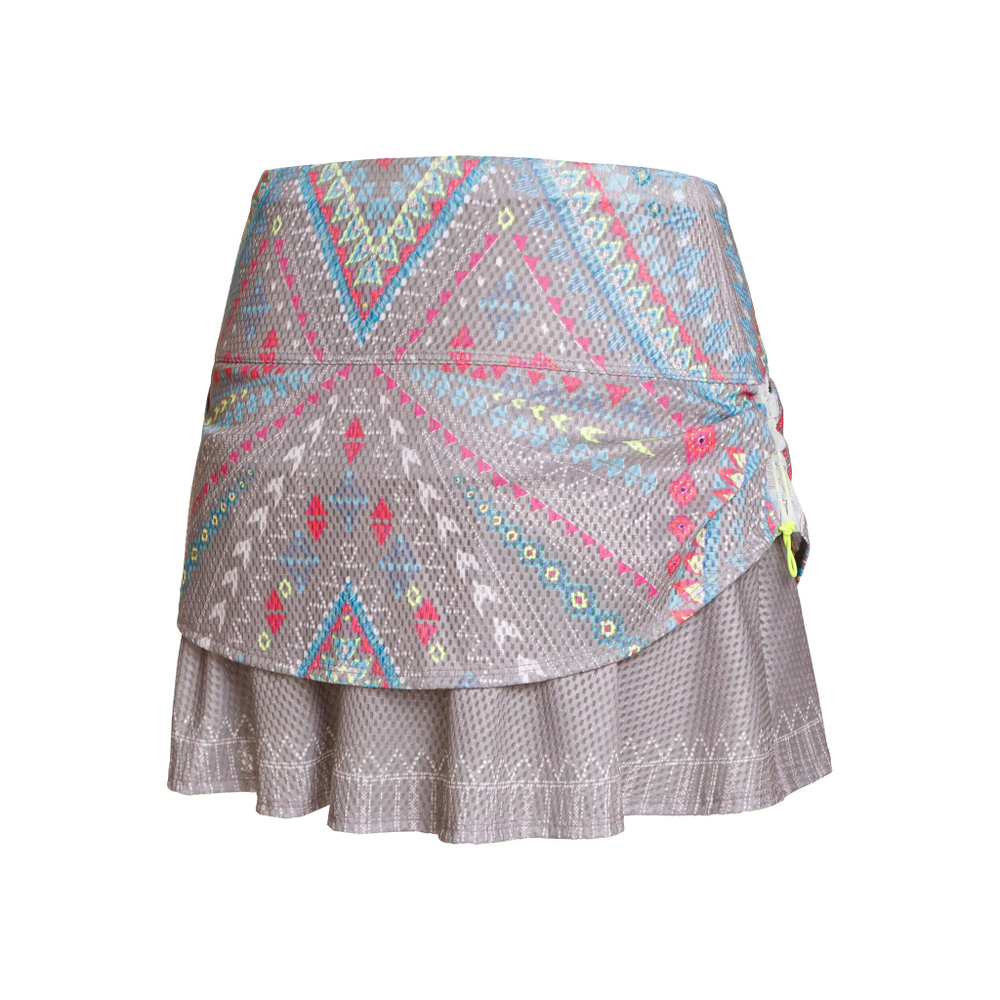 Женская теннисная юбка Lucky in Love Desert Vibes Ruche Skirt Women - Grey, Multicoloured