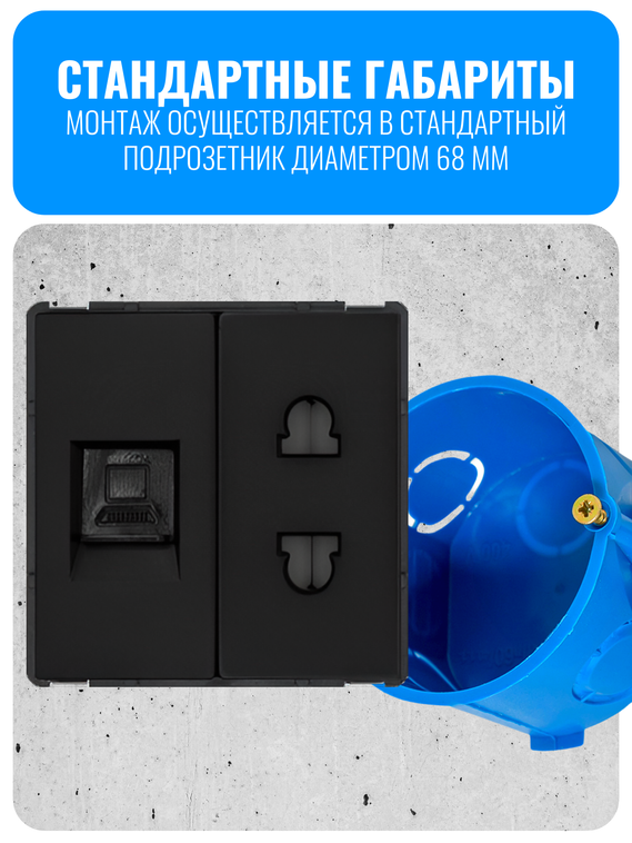 Розетка комбинированная Smart Aura для роутера 220В + RJ45 серия Classic без рамки