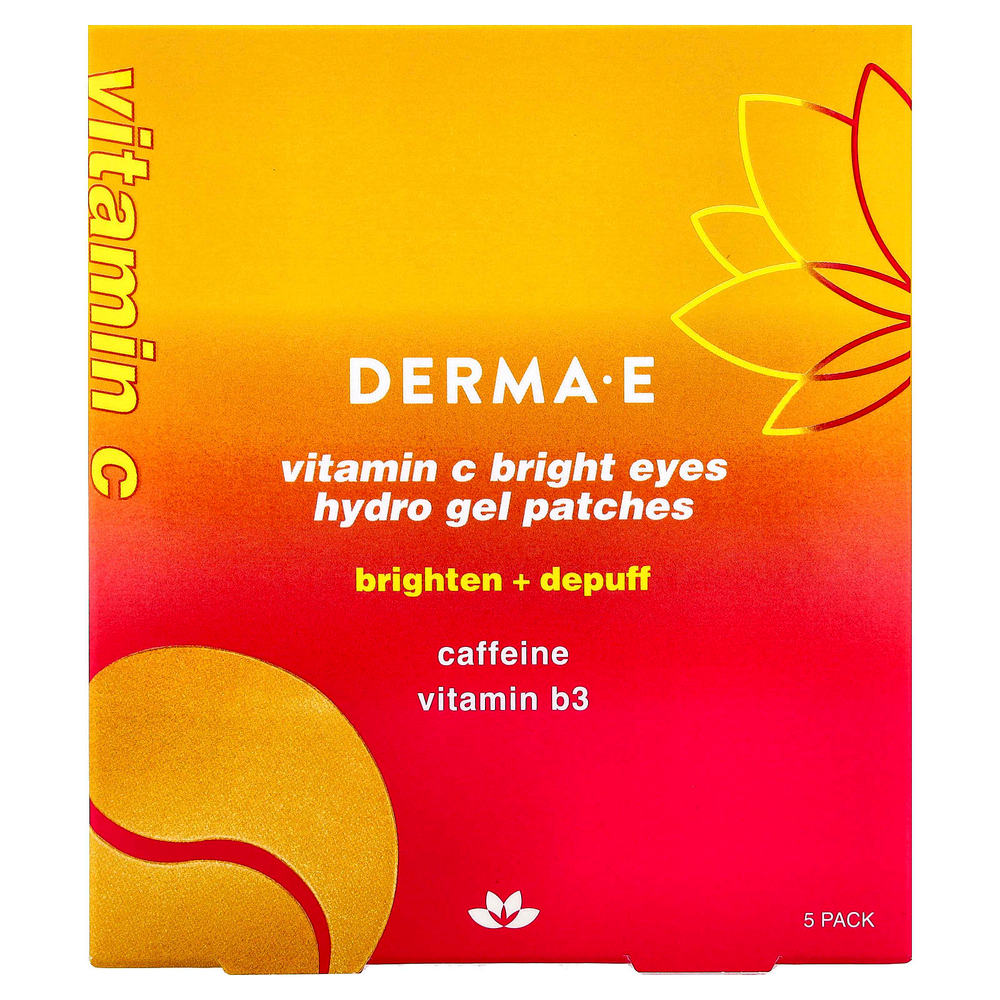 DERMA E, Гидрогелевые патчи с витамином C Bright, для всех типов кожи, 5 упаковок