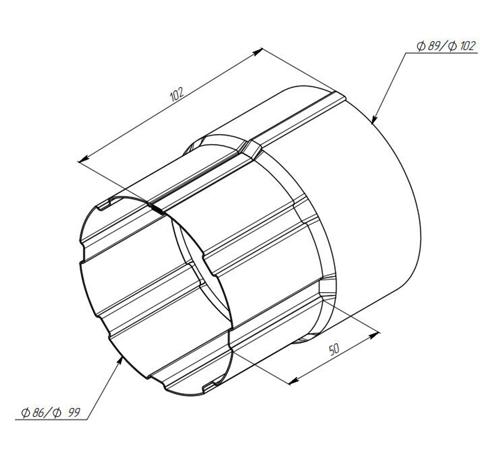 Соединитель трубы Grand Line D125/90 мм RAL 9003 белый