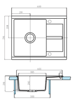 Кухонная мойка AQUATON Делия 65 Шампань