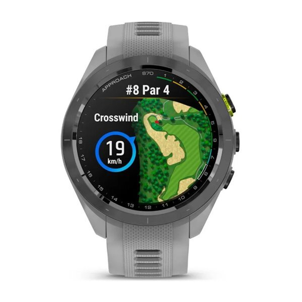 Умные часы Garmin Approach S70 (42 мм) с черным керамическим безелем и серым ремешком