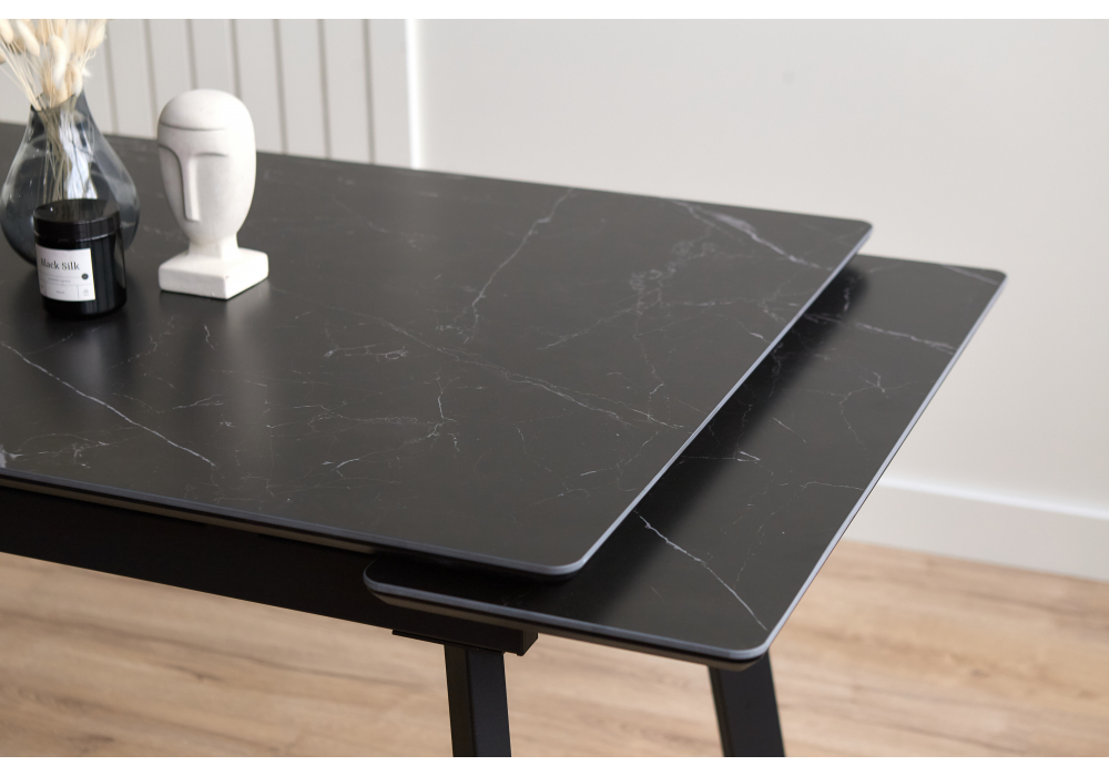 Керамический стол Woodville Норман 120(180)х80 shakespeare black, черный, ножки черные