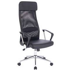 Кресло офисное BRABIX "Flight R EX-541", хром, экокожа, сетка, черное, 532516