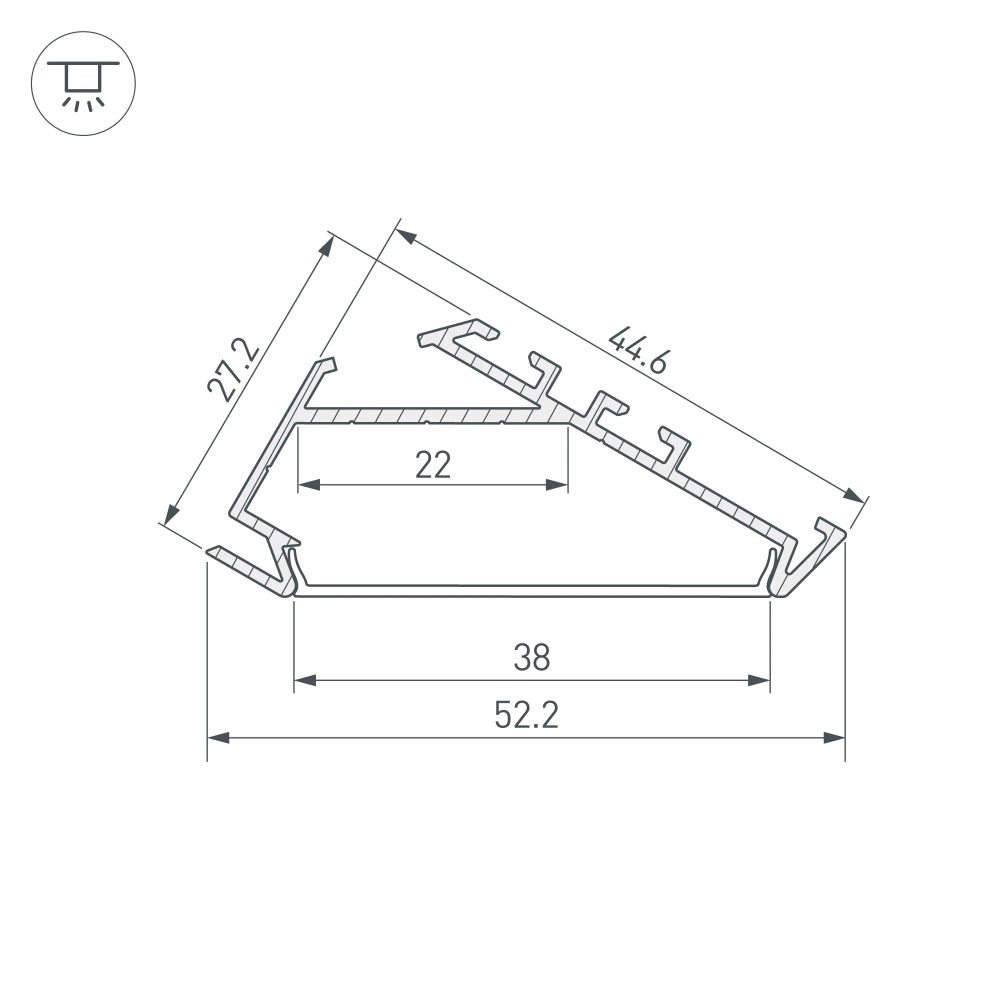 Профиль KLUS-P45.30-2000 ANOD (Arlight, Алюминий) 025469