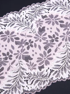 03-205 Кружево эластичное 22 см, розовый/белый