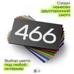 Номер на дверь 466, табличка на дверь для офиса, квартиры, кабинета, аудитории, склада, черная 120х70 мм, Айдентика Технолоджи