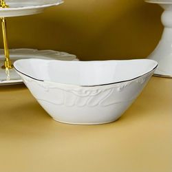 Lenardi 109-269 Овальный салатник 16х11,5х6,5см КРОКУС ЗОЛОТО в под.уп.(х24)Фарфор