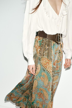 ZARA ЮБКА МИДИ С ПРИНТОМ И ПОЯСОМ, РАЗНОЦВЕТНЫЙ