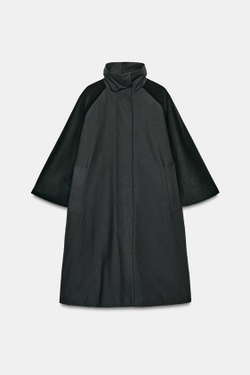 ZARA ПАЛЬТО ИЗ СМЕСОВОЙ ШЕРСТИ — ZW COLLECTION LIMITED EDITION, МОРСКОЙ ТЕМНО-СИНИЙ