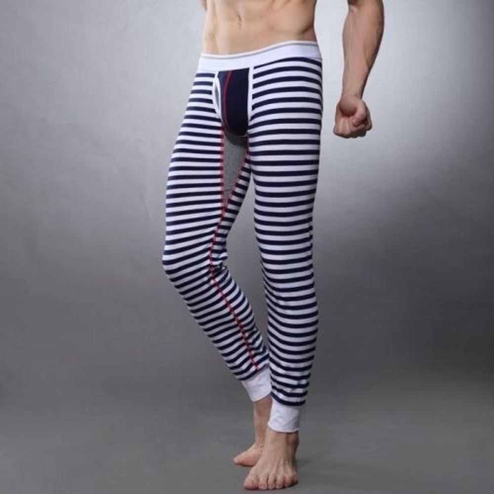 Мужские кальсоны в синюю полоску SEOBEAN Navy Stripe Long Johnes