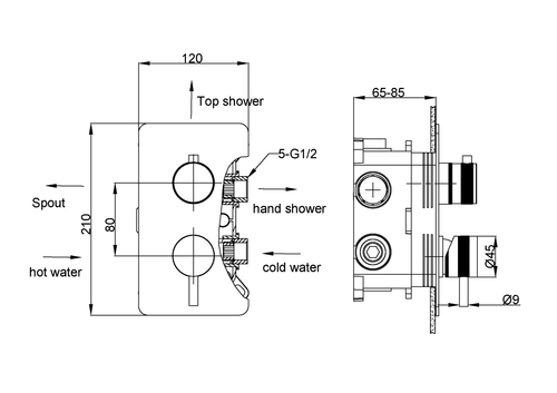 Смеситель встроенный однорычажный 3-х проходной BLACK